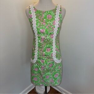 Lilly Pulitzer 2 Green Pink Liz Sunnyside Cabana Lion Shift Dress